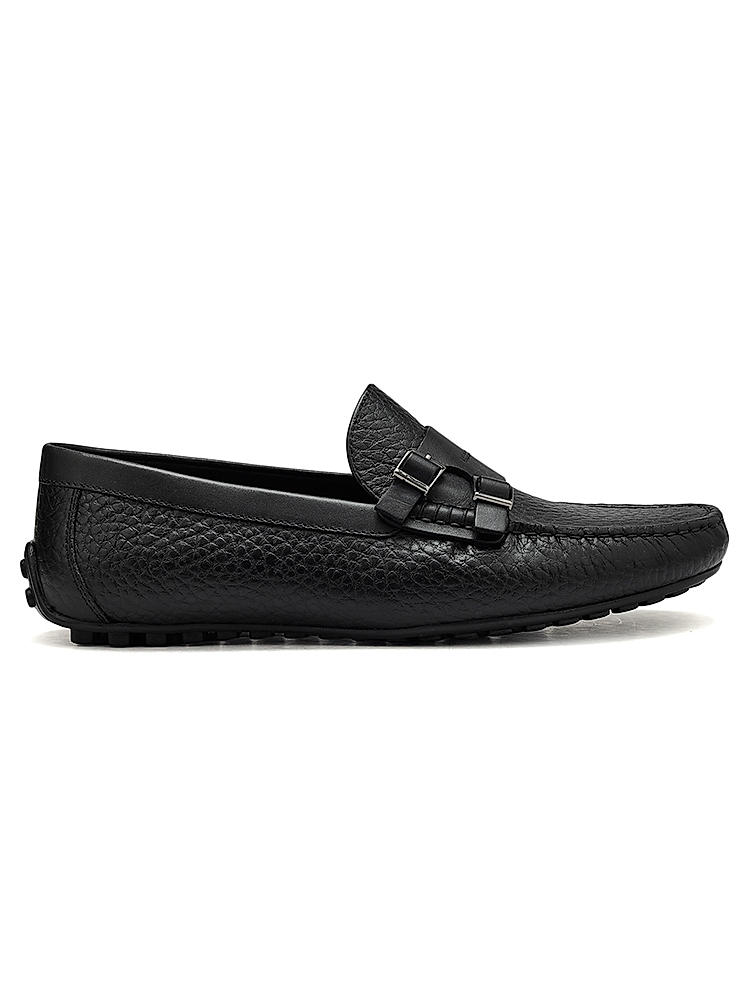 Black Monk Strap Style Moccasins