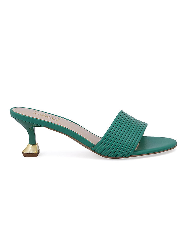 Green Strap Slider Heels