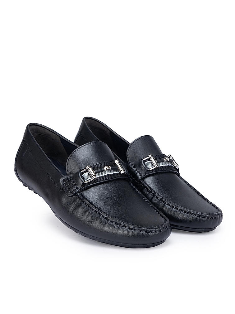 Black Top Embellished Moccasins