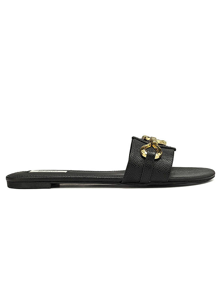 Black Sliders With Gold Embellishment