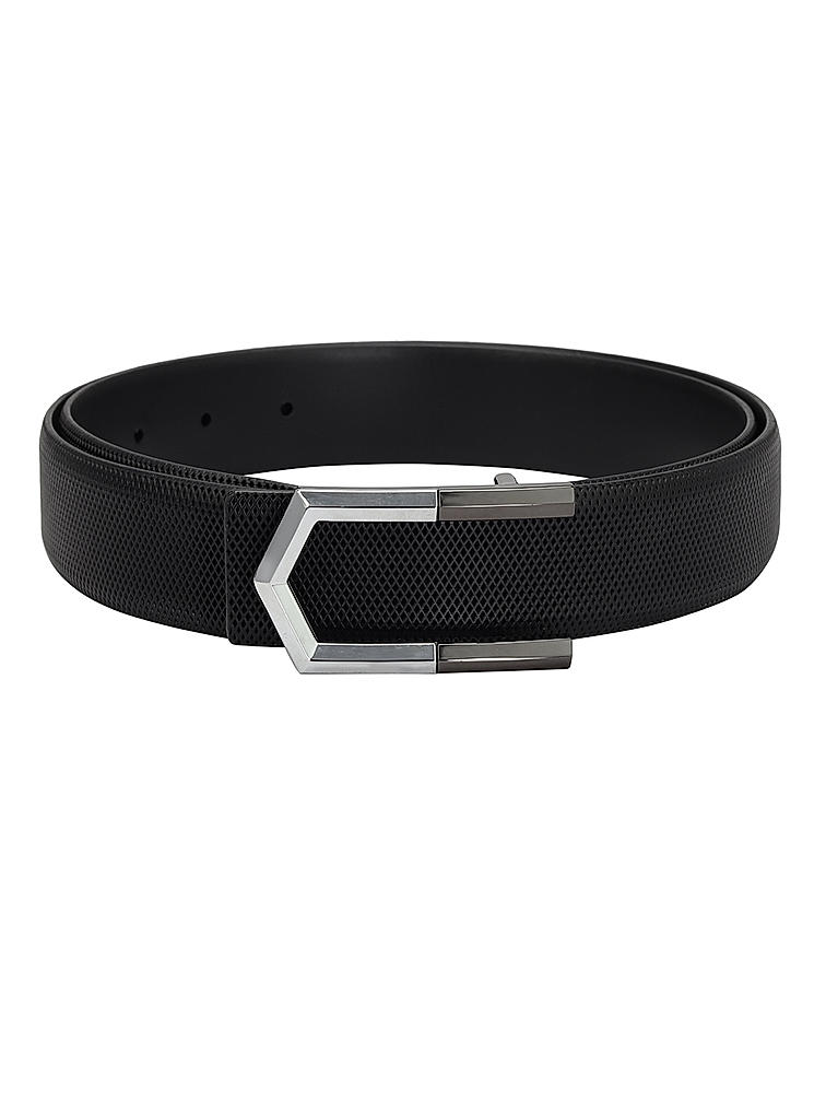 Black Textured Leather Men's Belt