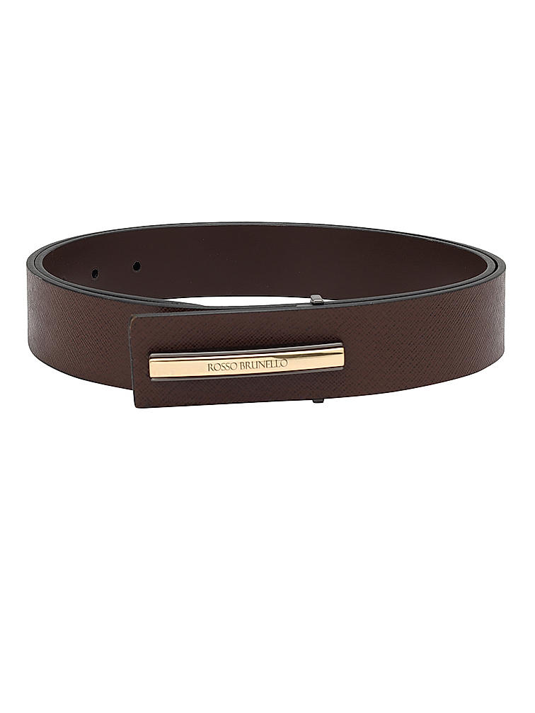 Brown Saffiano Leather Men's Belt