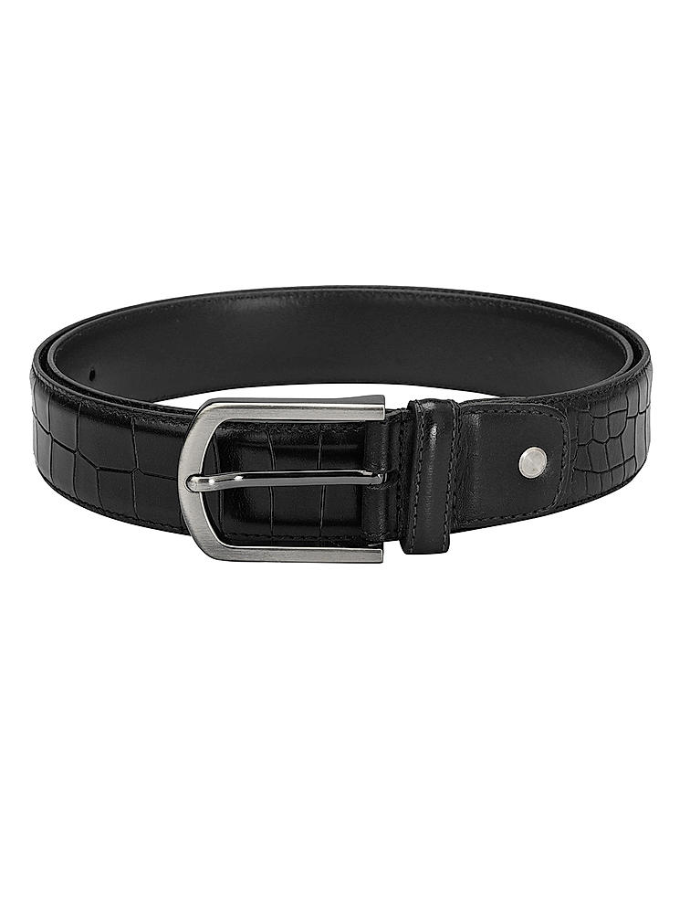 Black Croco Textured Men's Belt