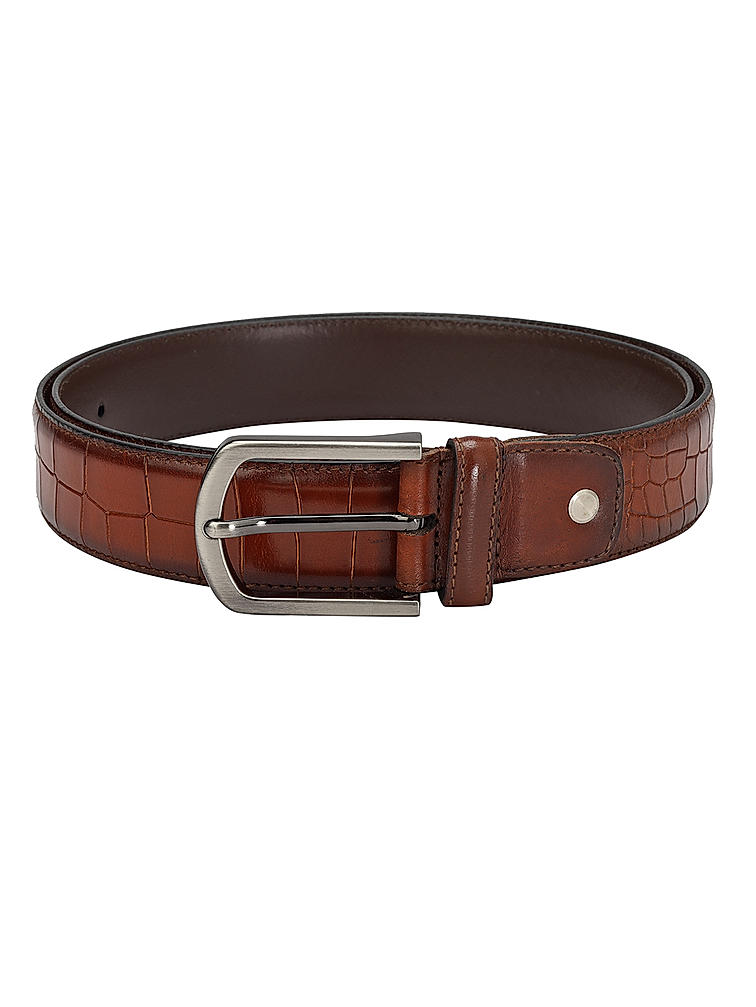 Tan Croco Textured Men's Belt