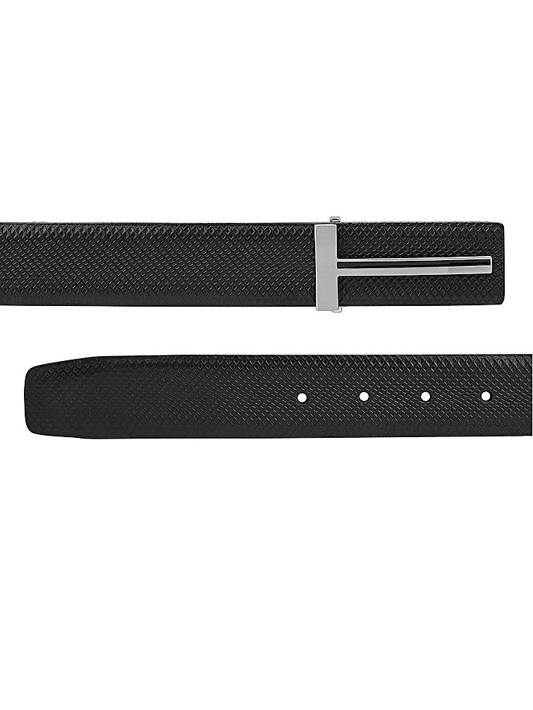 Black Textured Leather Men's Belt