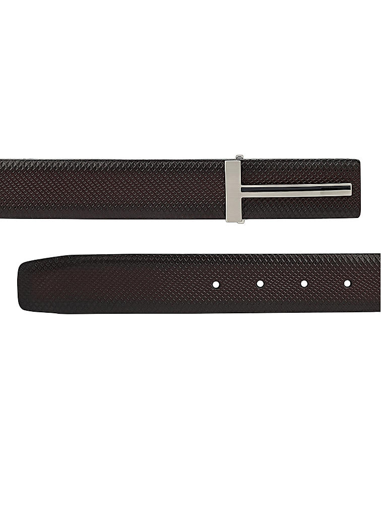 Coffee Textured Leather Men's Belt