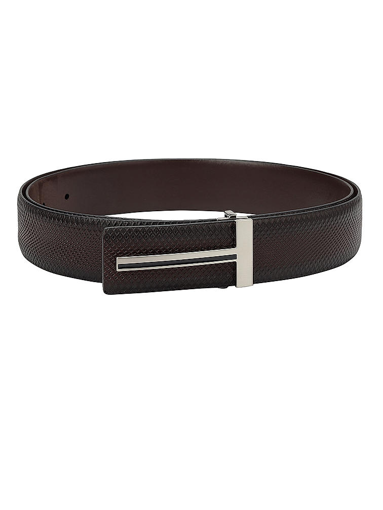 Coffee Textured Leather Men's Belt