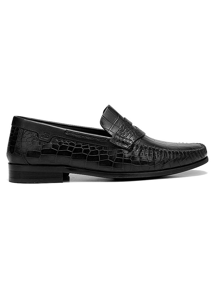 Black Croco Textured Loafers