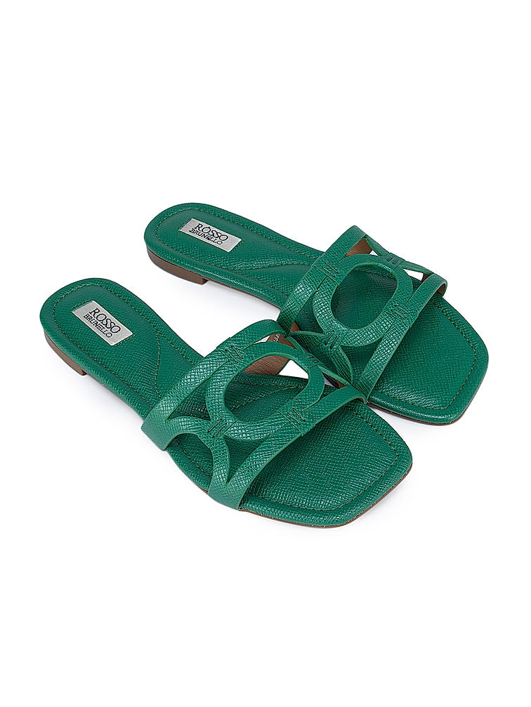 Green Detailed Strap Sliders