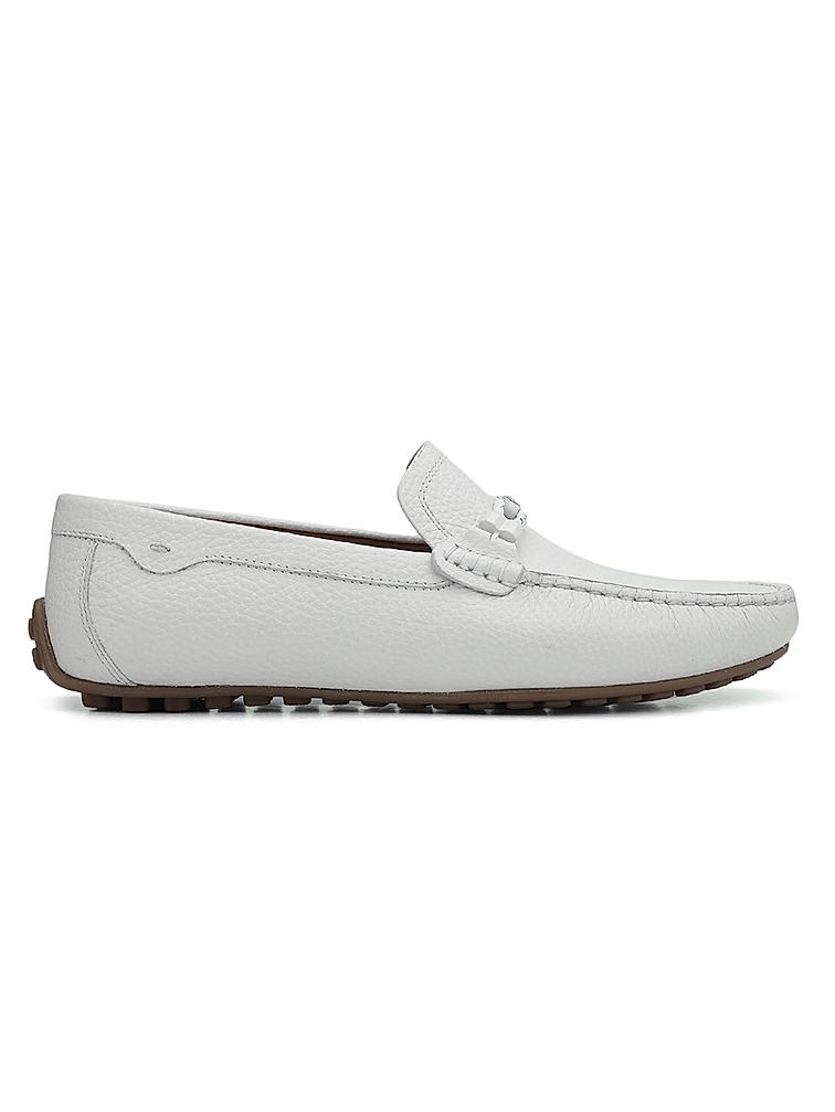 White Moccasins With Braided Panel