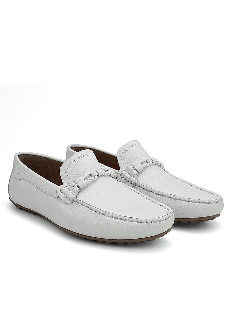 White Moccasins With Braided Panel