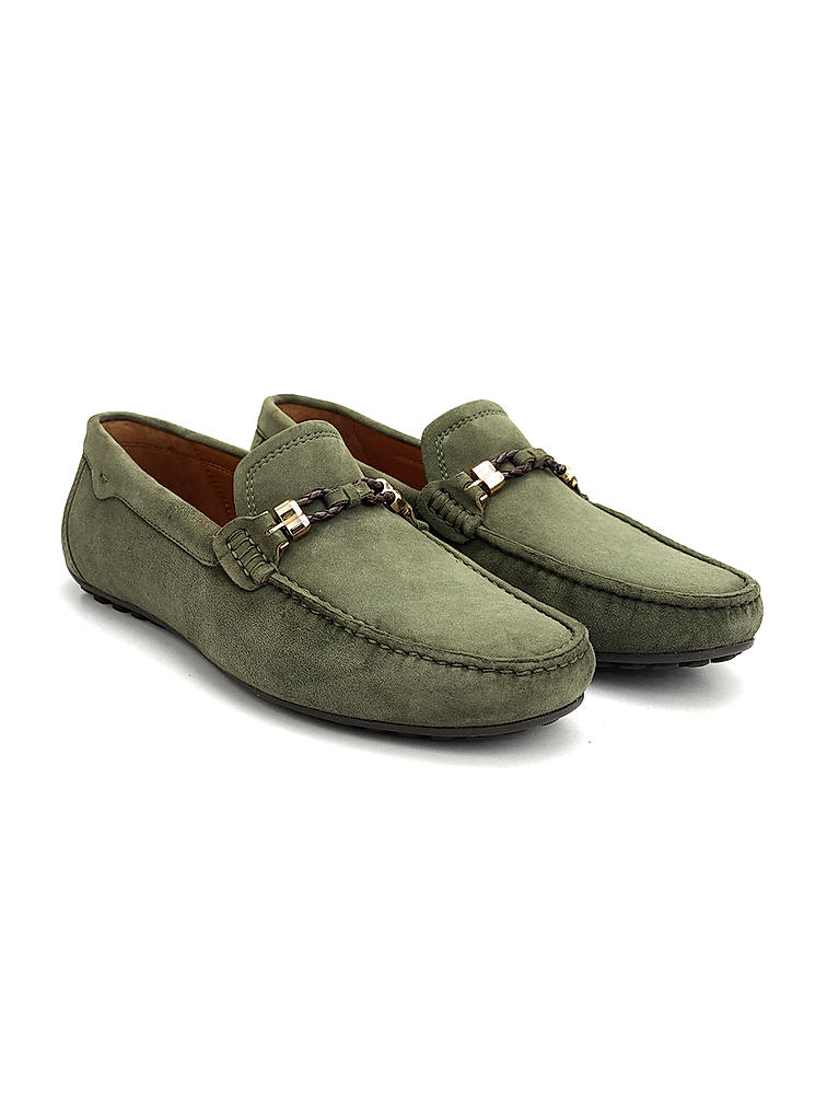 Green Suede Leather Moccasins