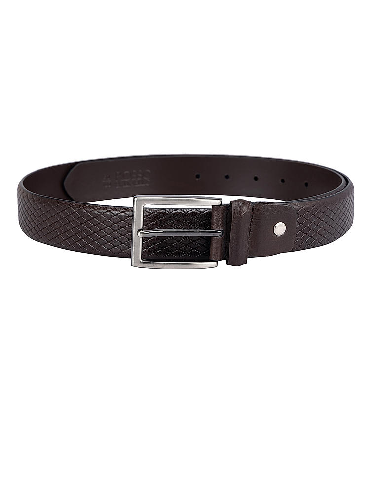 Brown Mat Embossed Men's Belt