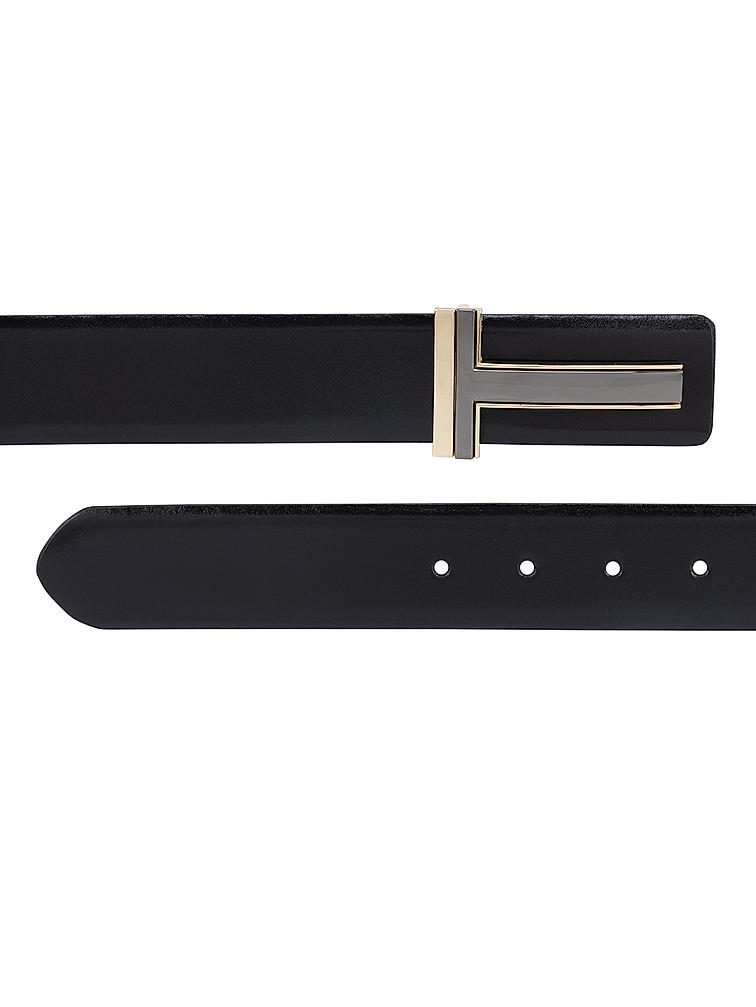 Black Plain Leather Men's Belt