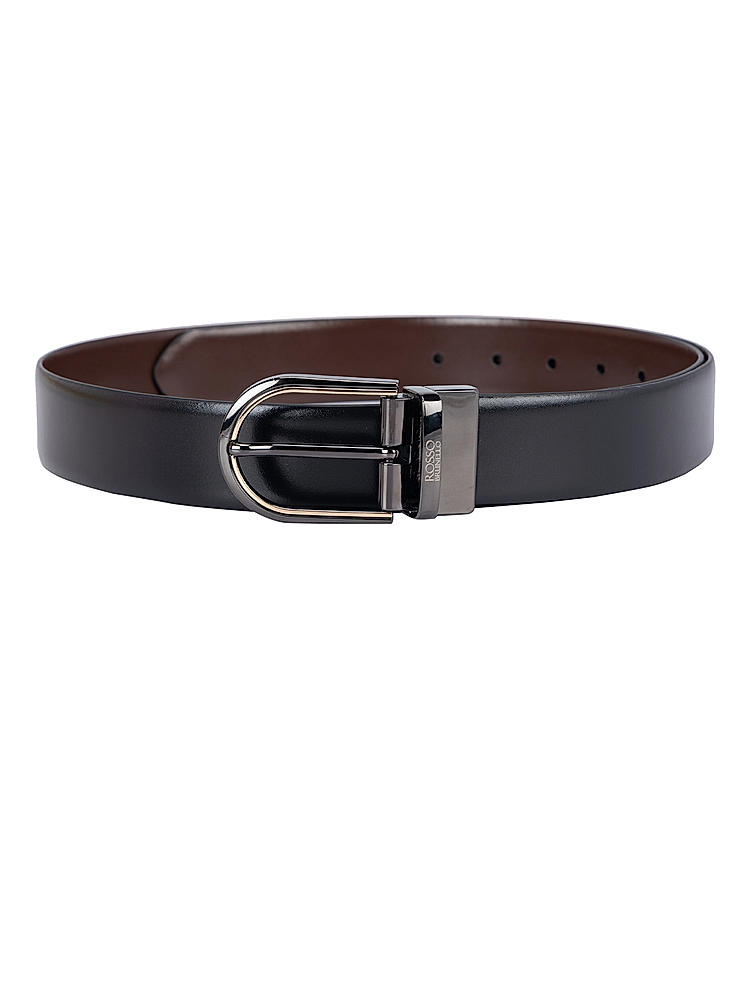 Black & Brown Plain Leather Reversible Men's Belt