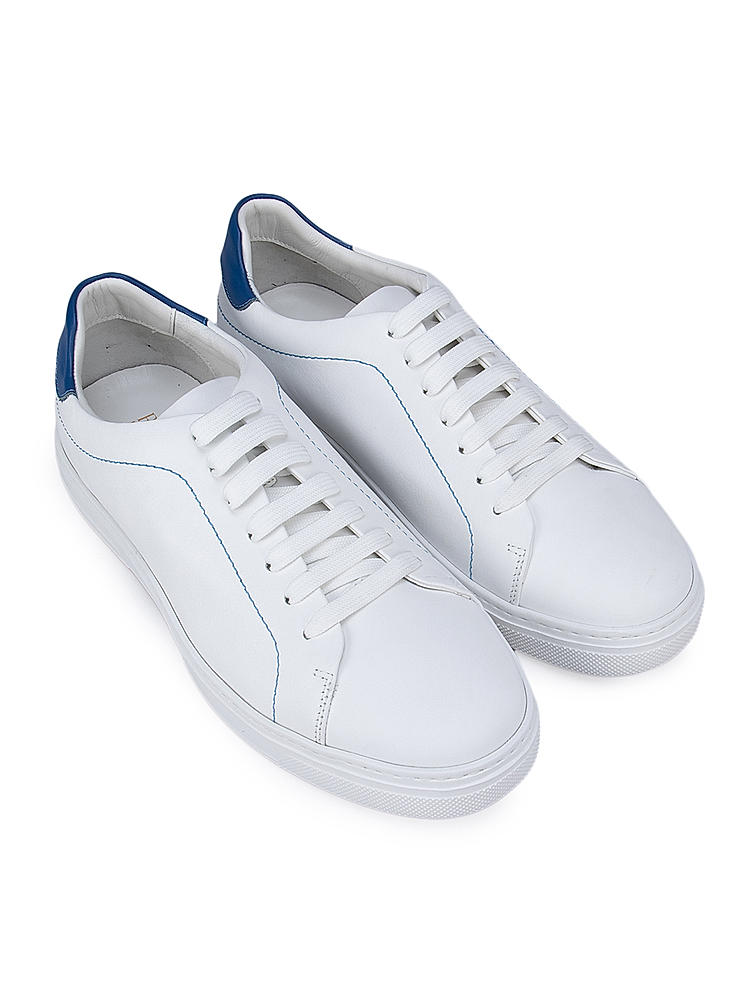White and Blue Leather Sneakers