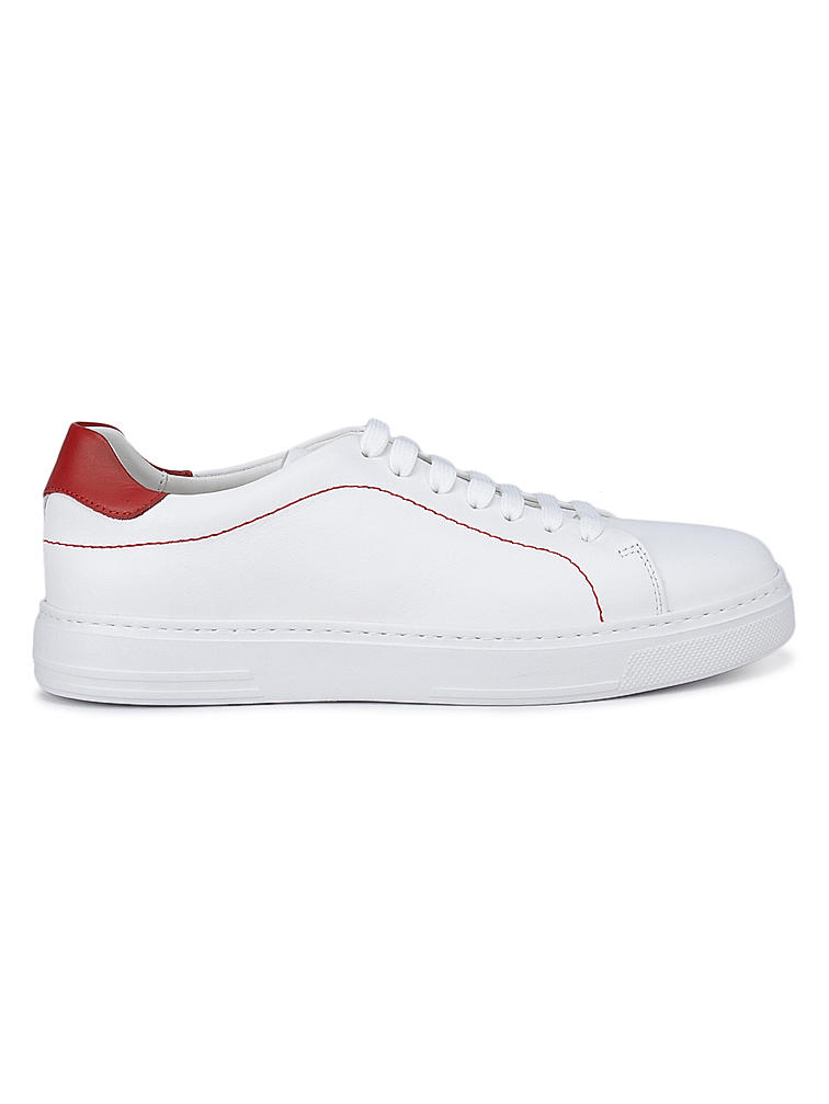 White and Red Leather Sneakers