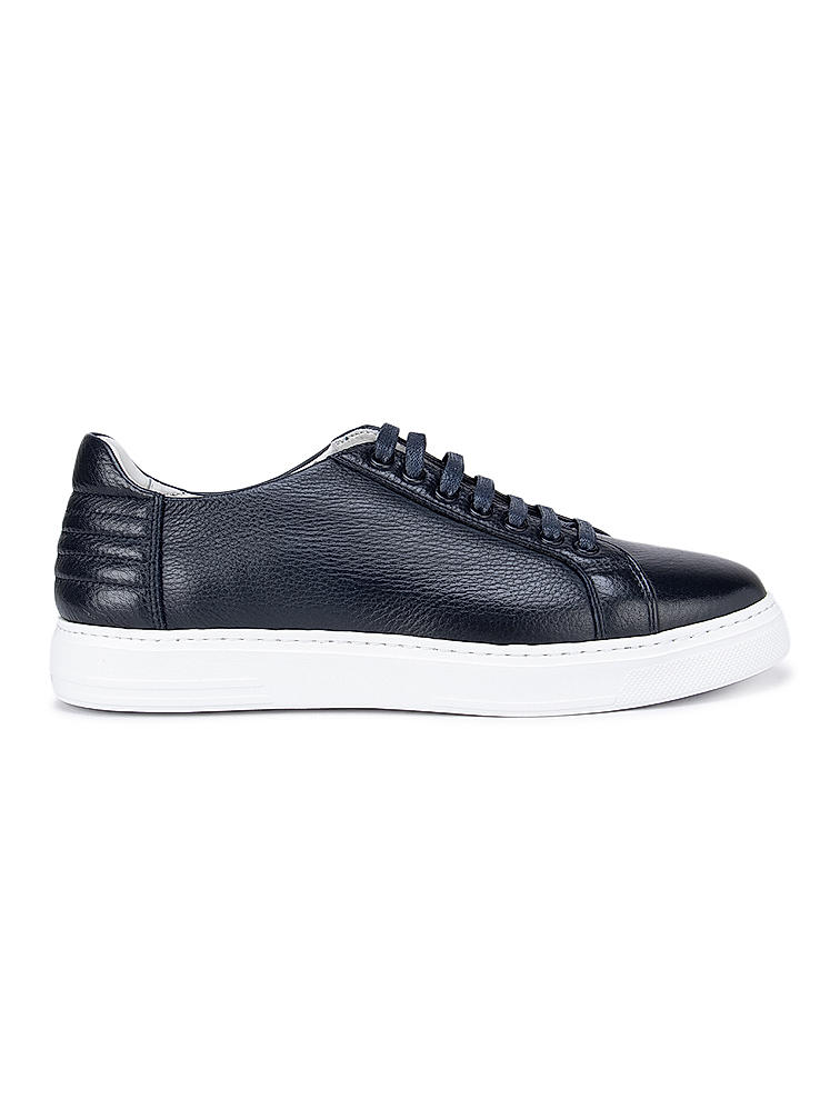 Navy Blue Leather Sneakers