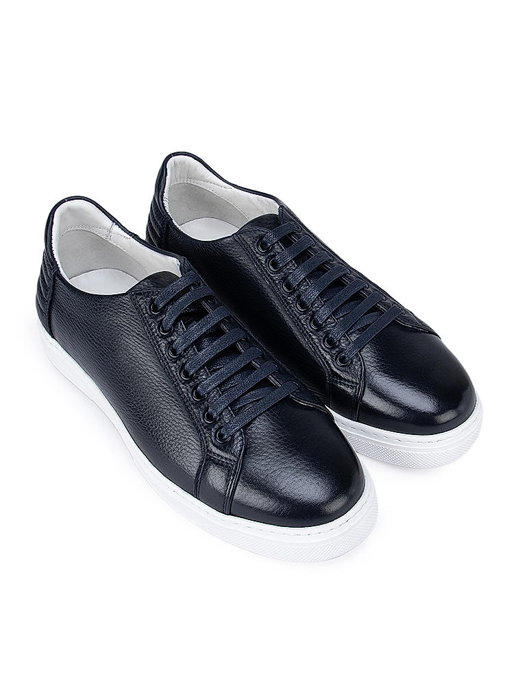 Navy Blue Leather Sneakers