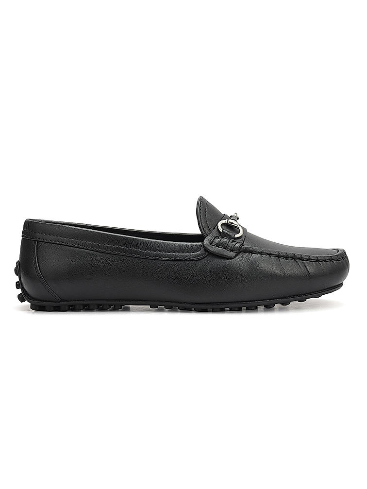 Black Top Embellished Moccasins