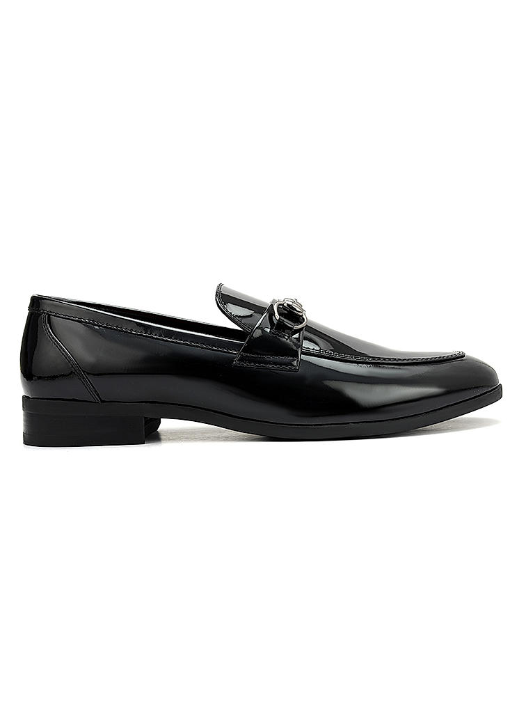 Black Patent Leather Loafers With Buckle