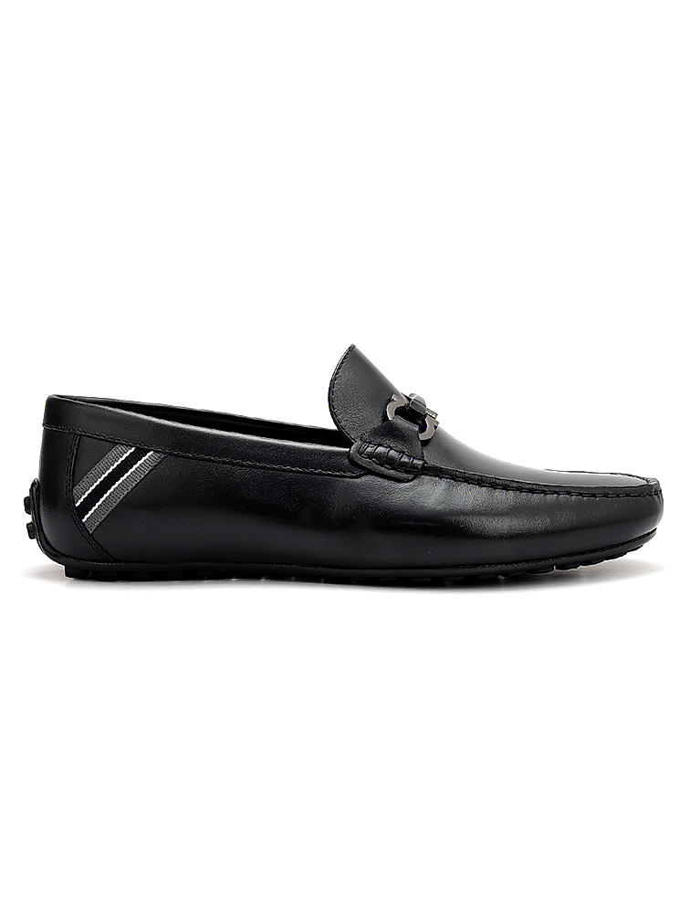 Black Moccasins With Metal Buckle