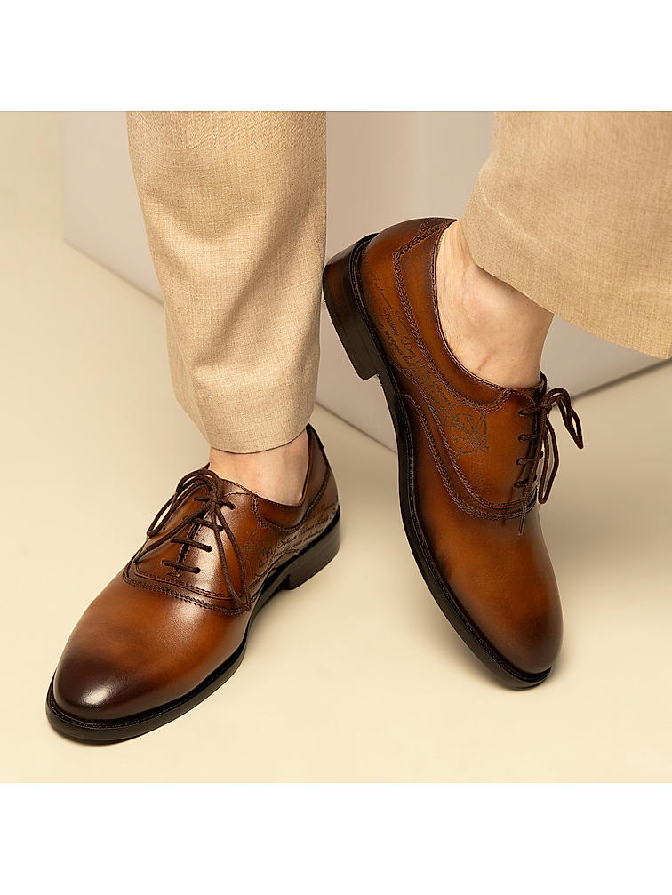 Tan Signato Leather Lace Ups