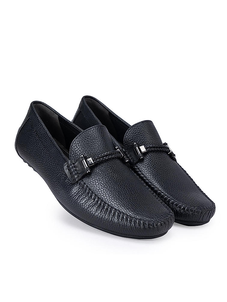 Black Top Embellished Moccasins