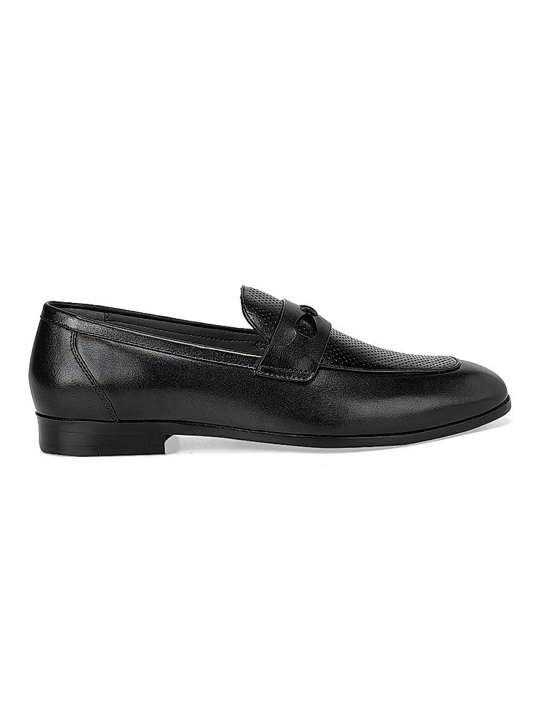 Black Perforated Loafers