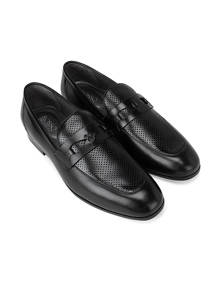 Black Perforated Loafers