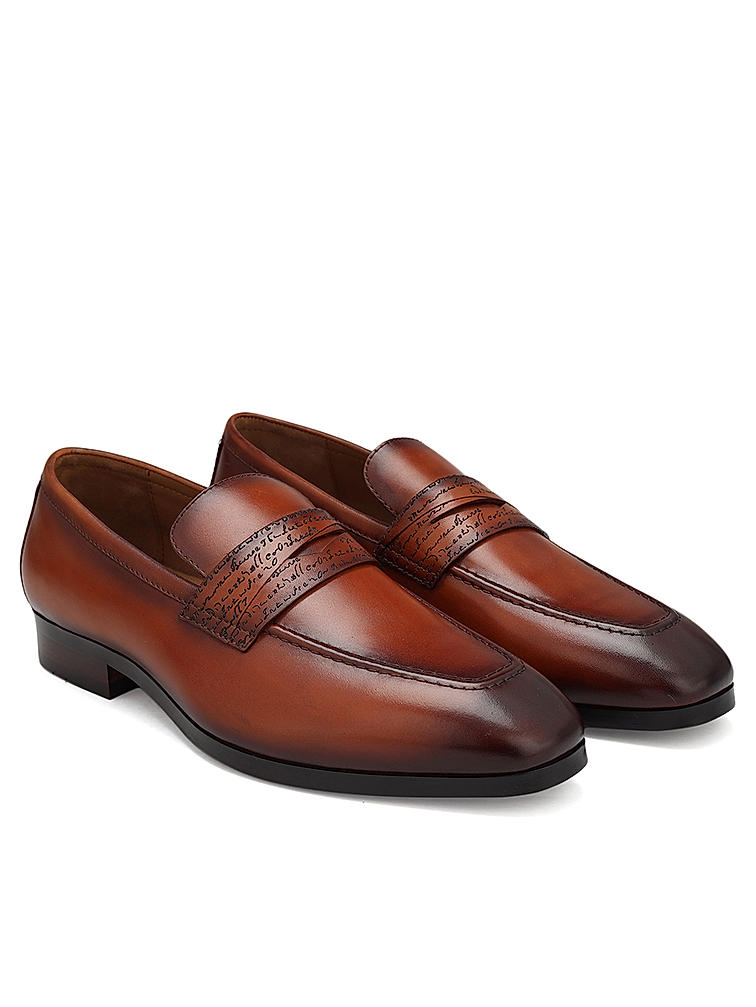 Tan Signato Leather Loafers