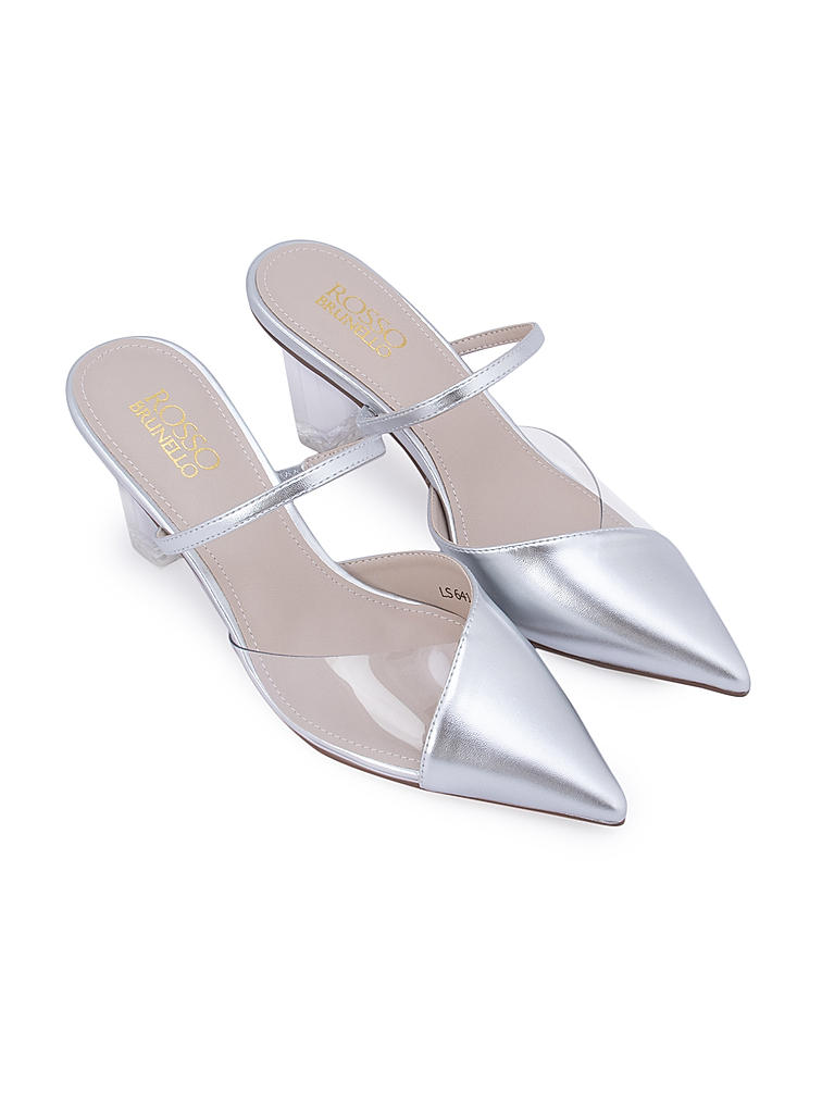 Silver Pointed Toe Heels