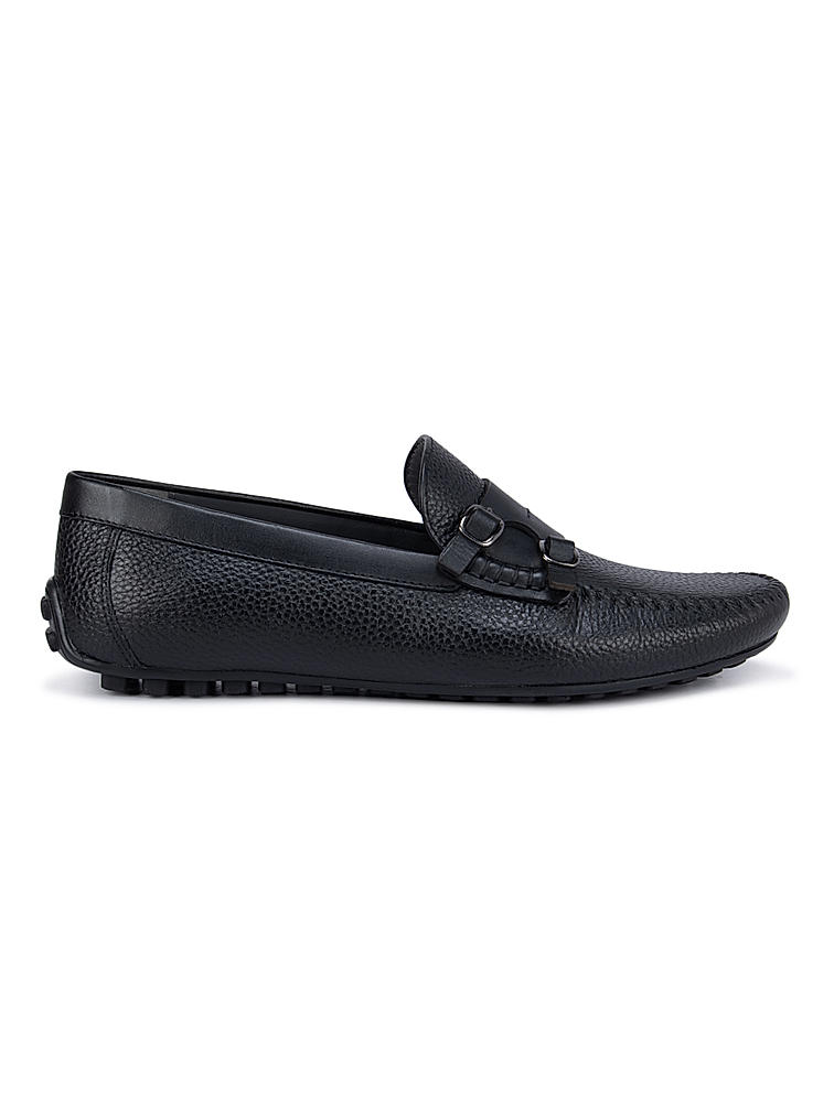 Black Monk Straps Style Moccasins