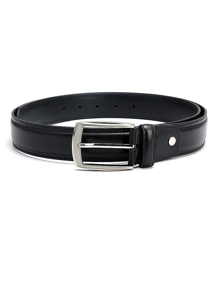 Black Plain Leather Men's Belt