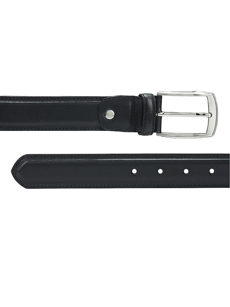 Black Plain Leather Men's Belt