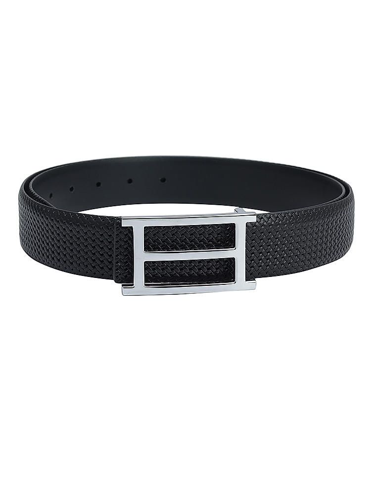 Black Textured Leather Men's Belt