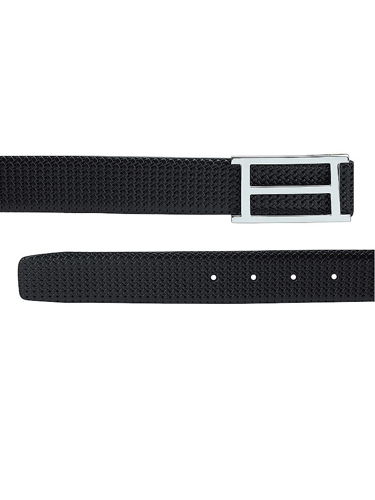 Black Textured Leather Men's Belt