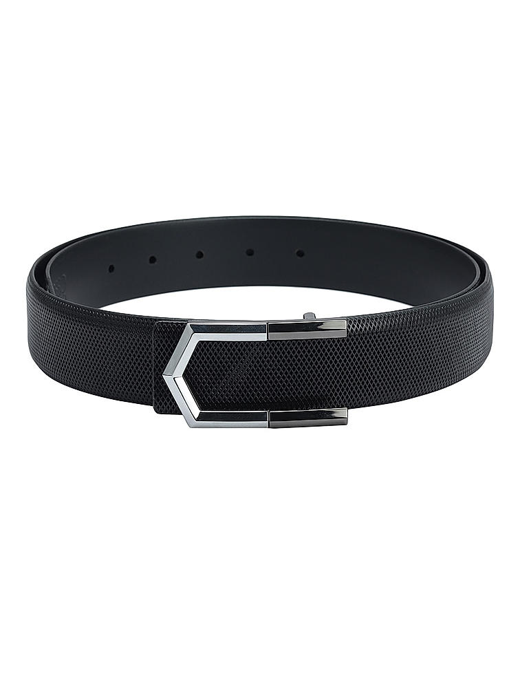 Black Textured Leather Men's Belt