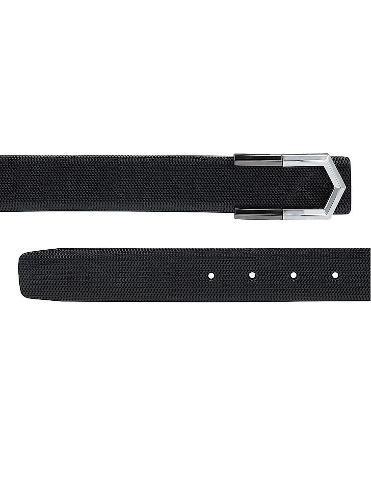 Black Textured Leather Men's Belt