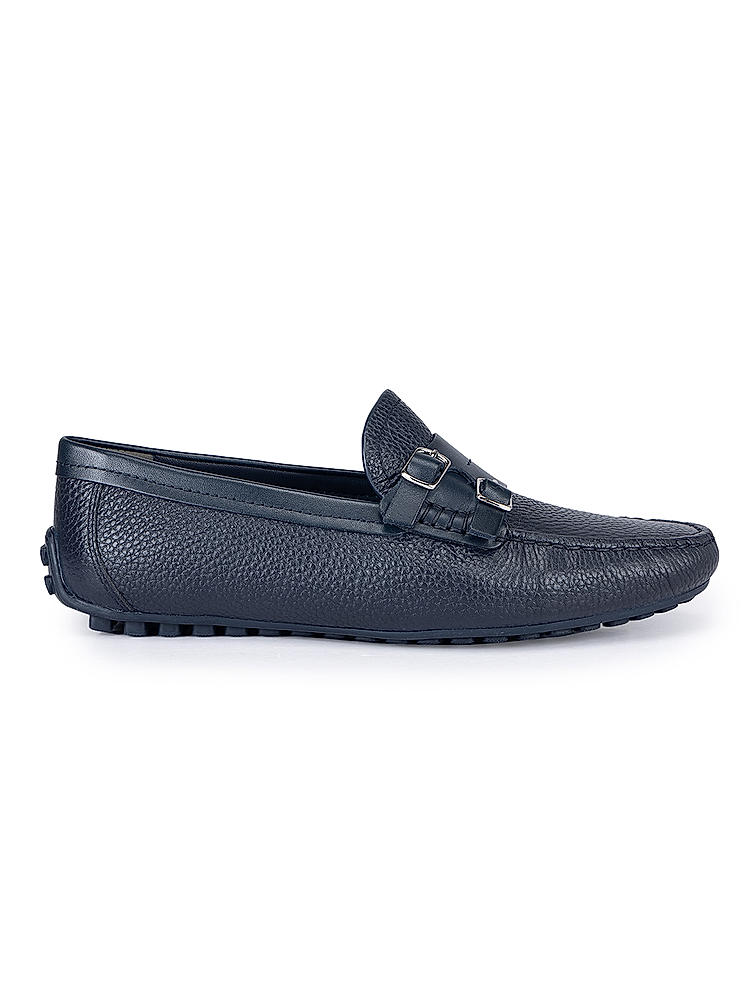 Navy Monk Strap Style Moccasins