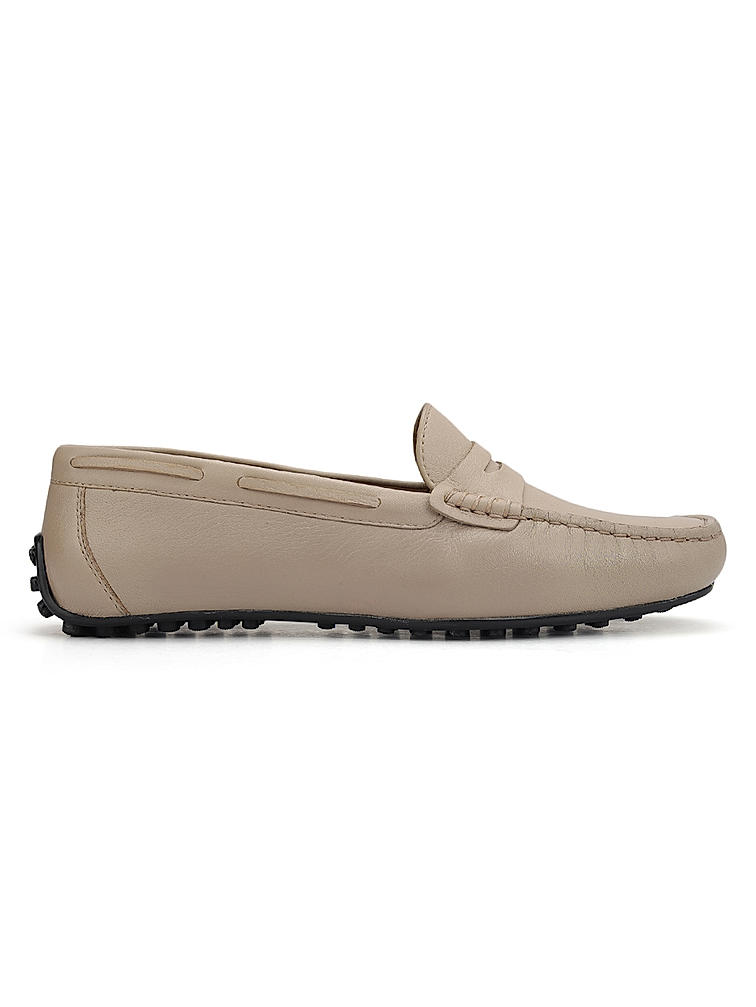 Beige Moccasins With Panel