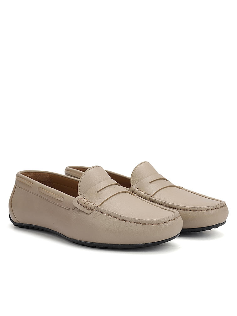 Beige Moccasins With Panel