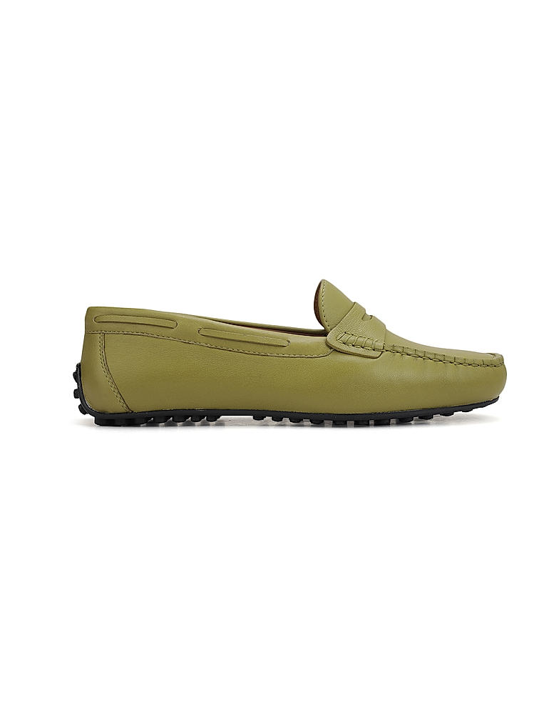 Green Moccasins With Panel