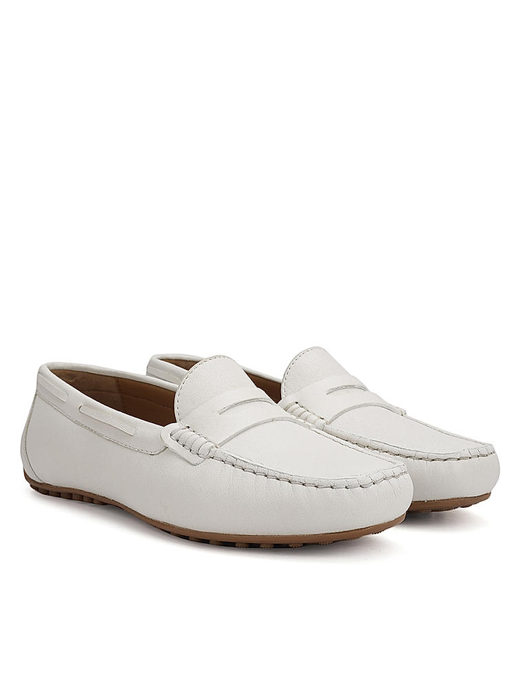 White Moccasins With Panel