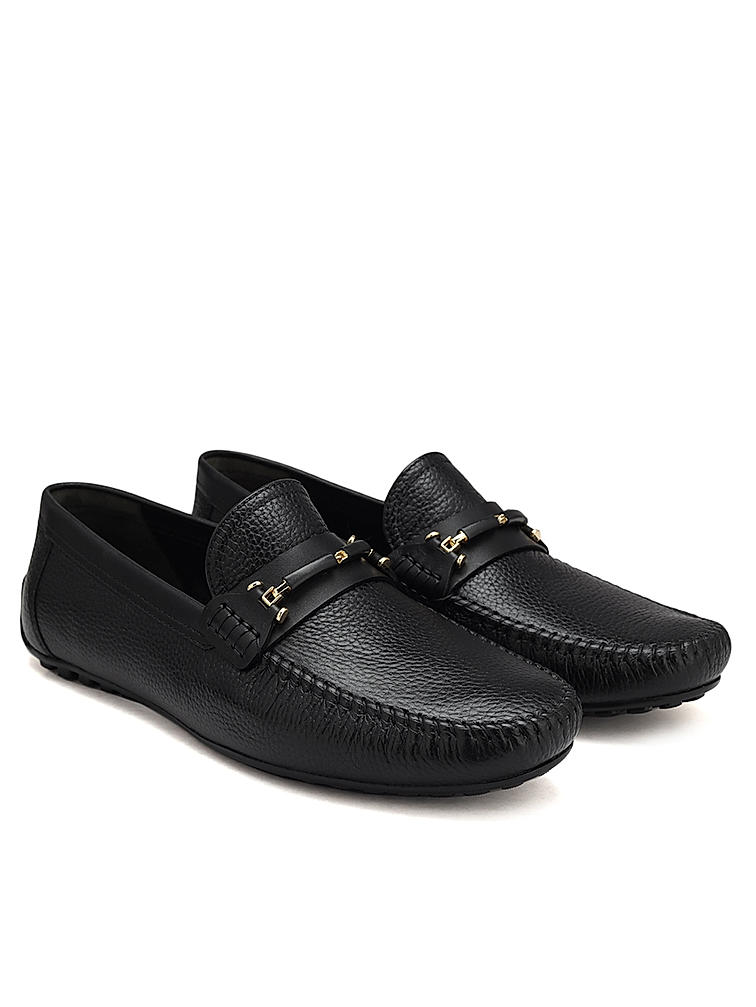 Black Top Embellished Moccasins