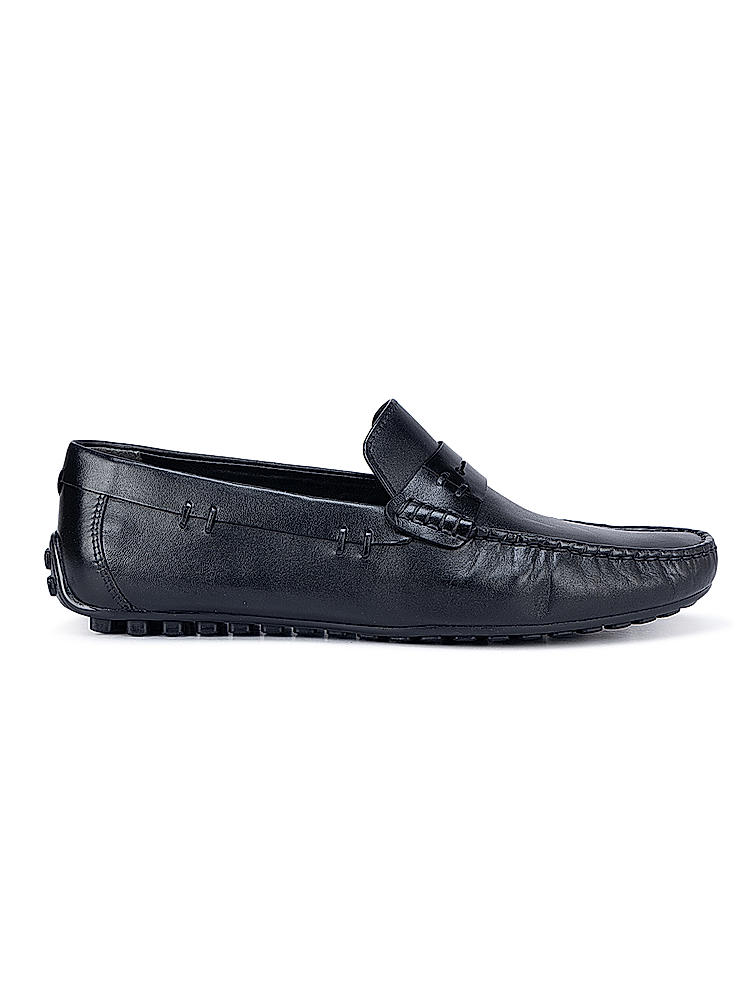 Black Moccasins with Leather Panel