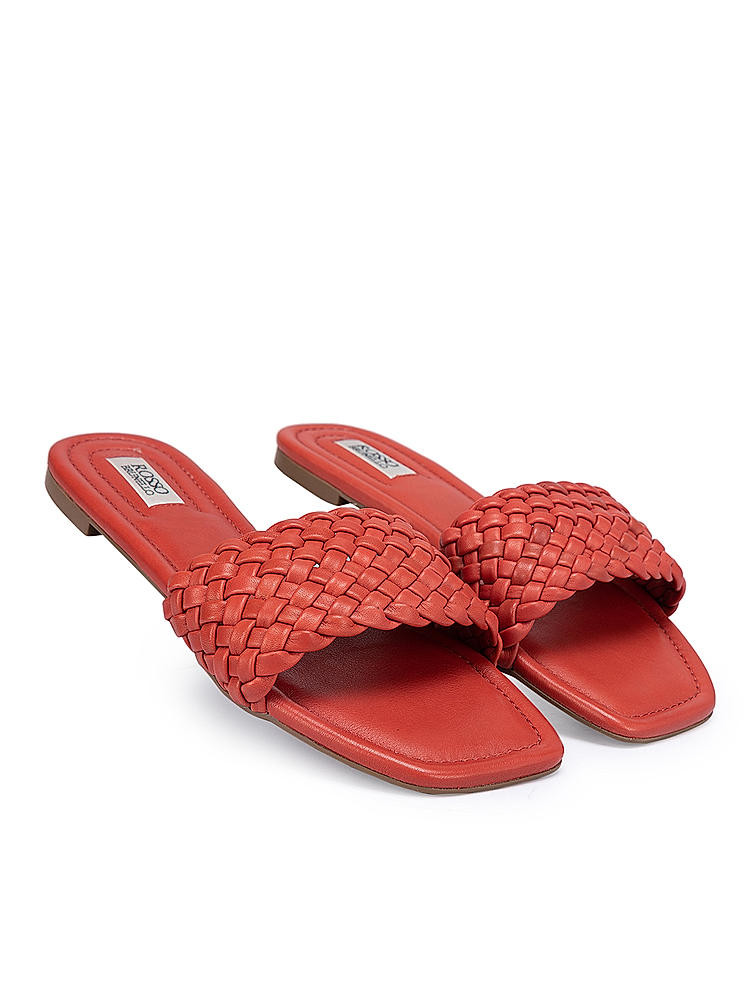 Red Woven Strap Sliders