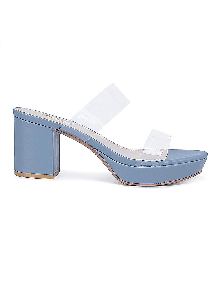 Blue Open Toe Platform Heels