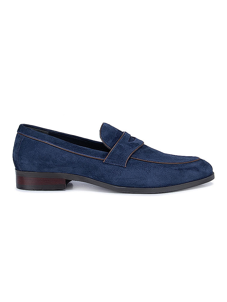 Navy Suede Leather Loafers