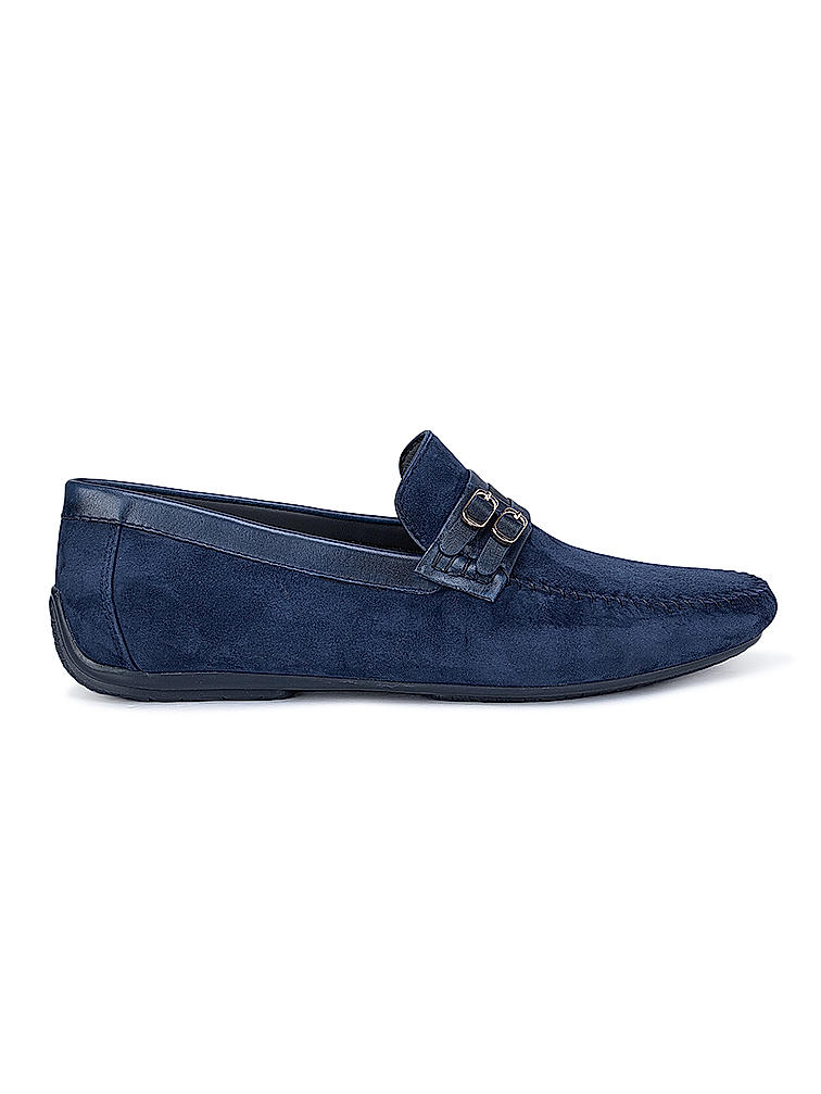 Navy Suede Leather Moccasins